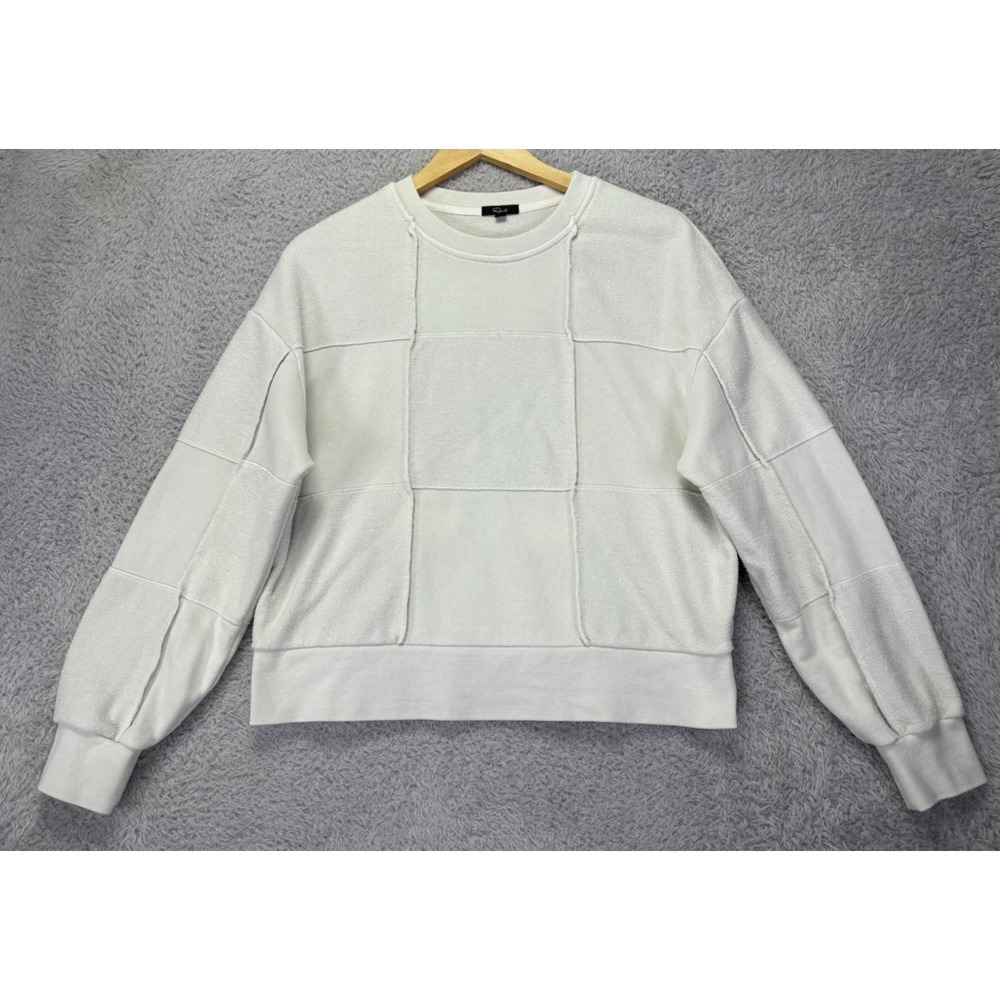 Rails Womens Small Dove White Patchwork Sweatshirt Crewneck Pullover